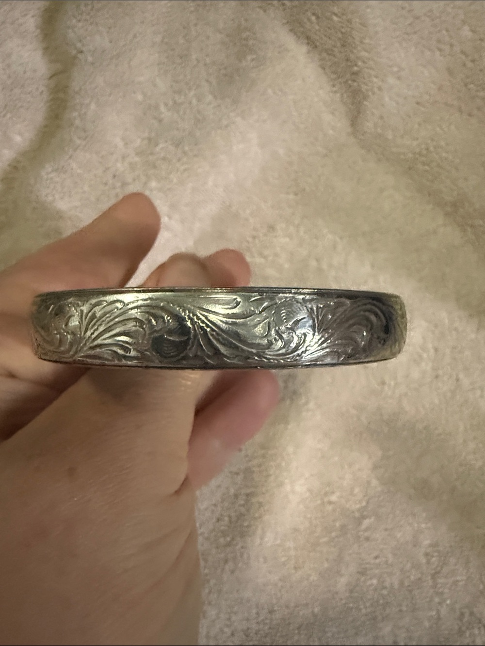 Brighton Silver-Tone Floral Engraved Cuff Bracelet